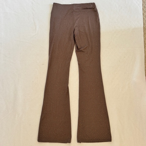 NWT Forever 21 set suit with rhinestones Brown Short Sleeve Top Pants S brown - Picture 4 of 9